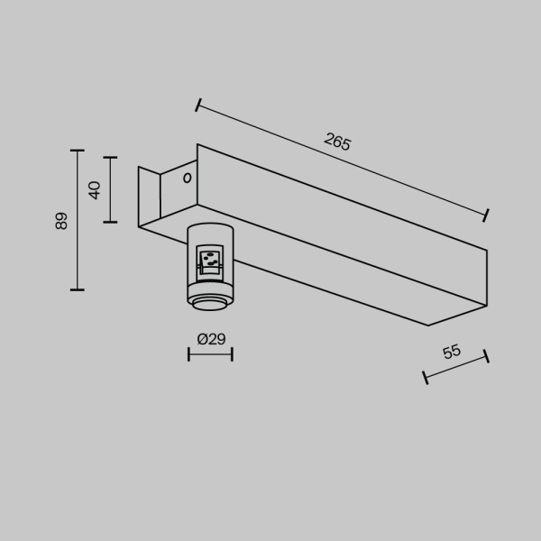 Основание настенное  Wall для блока питания с вводом питания Flarity латунь