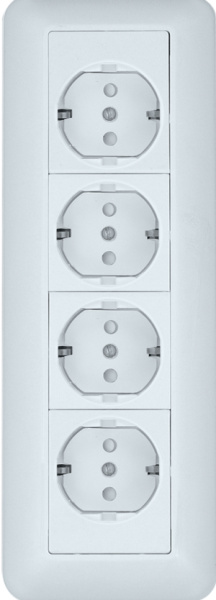 BLANCA О/У РОЗЕТКА 4-мест. с зазем. со шт.МОНТ.ПЛ.16А 250В, БЕЛЫЙ,розн.уп.Россия