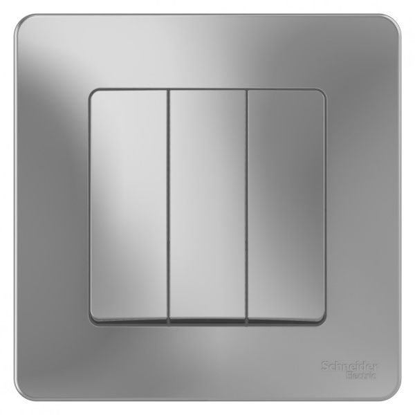 BLANCA С/У 3-клавишный ВЫКЛЮЧАТЕЛЬ (cх.1+1+1), 10А, 250В, АЛЮМИНИЙ