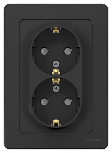 BLANCA С/У РОЗЕТКА двойная с заземлением со шторк., 16А, 250В, АНТРАЦИТ
