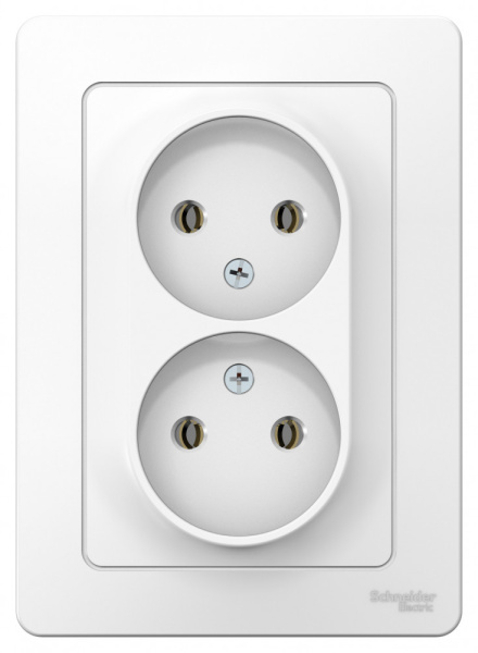 BLANCA С/У РОЗЕТКА двойная без заземления без шторок, 16А, 250В, БЕЛЫЙ