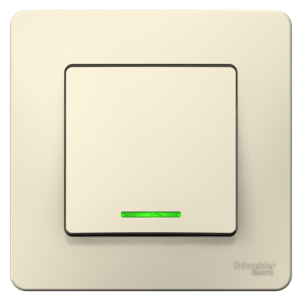 BLANCA С/У 1-клавишный ВЫКЛЮЧАТЕЛЬ (сх.1) с подсв., 10А, 250В, МОЛОЧНЫЙ