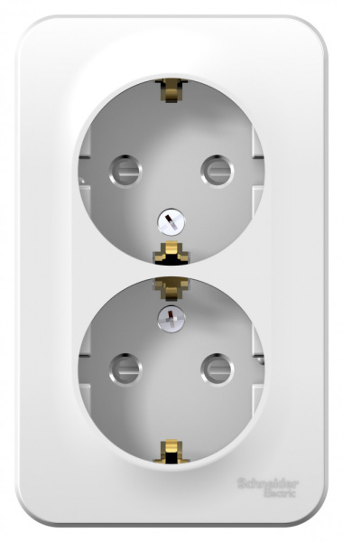BLANCA О/У РОЗЕТКА двойная с заземлением со шторками, 16А, 250В, БЕЛЫЙ