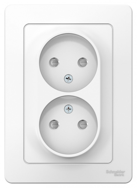 BLANCA С/У РОЗЕТКА двойная без заземления со шторками, 16А, 250В, БЕЛЫЙ