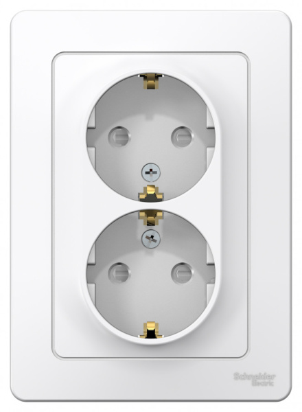 BLANCA С/У РОЗЕТКА двойная с заземлением со шторками, 16А, 250В, БЕЛЫЙ