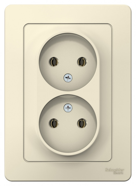 BLANCA С/У РОЗЕТКА двойная без заземления без штор., 16А, 250В, МОЛОЧНЫЙ
