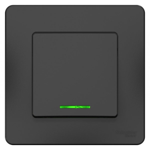 BLANCA С/У 1-клавишный ВЫКЛЮЧАТЕЛЬ (сх.1) с подсв., 10А, 250В, АНТРАЦИТ