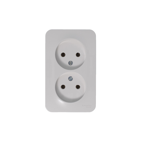 BLANCA О/У РОЗЕТКА двойная без заземл. без шт. ИЗОЛ.ПЛ., 16А, 250В, БЕЛЫЙ