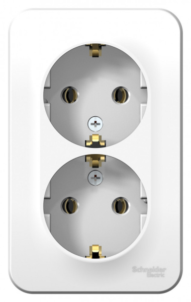 BLANCA О/У РОЗЕТКА двойная с заземлением без шторок, 16А, 250В, БЕЛЫЙ