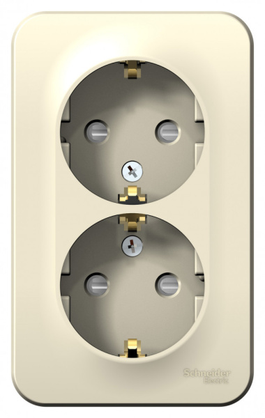 BLANCA О/У РОЗЕТКА двойная с заземлением со шторк., 16А, 250В, МОЛОЧНЫЙ