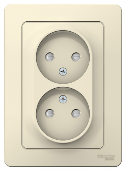 BLANCA С/У РОЗЕТКА двойная без заземления со штор., 16А, 250В, МОЛОЧНЫЙ
