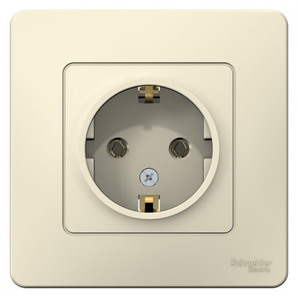 BLANCA С/У РОЗЕТКА с заземлением без шторок, 16А, 250В, МОЛОЧНЫЙ