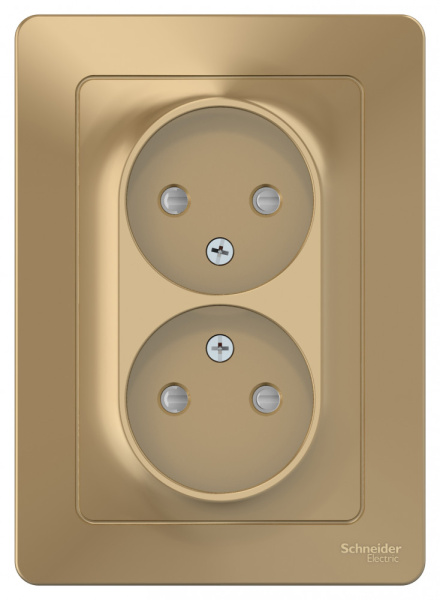 BLANCA С/У РОЗЕТКА двойная без заземления со шторками, 16А, 250В, ТИТАН