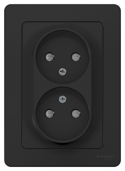 BLANCA С/У РОЗЕТКА двойная без заземления со шторк., 16А, 250В, АНТРАЦИТ