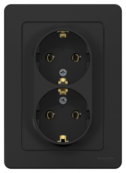 BLANCA С/У РОЗЕТКА двойная с заземлением без шторок, 16А, 250В, АНТРАЦИТ
