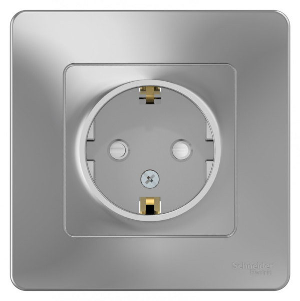 BLANCA С/У РОЗЕТКА с заземлением со шторками, 16А, 250В, АЛЮМИНИЙ