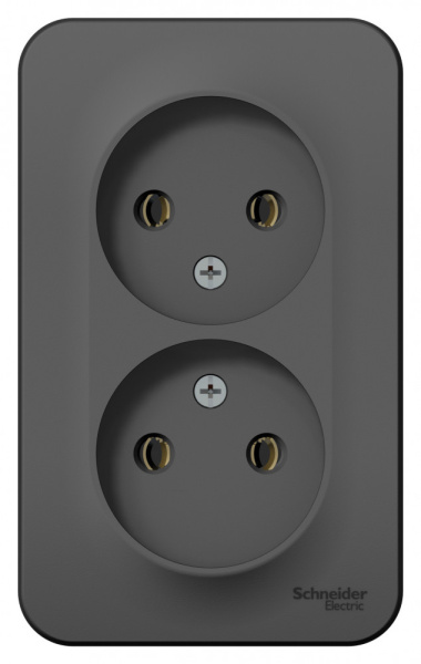 BLANCA О/У РОЗЕТКА двойная без заземления без штор., 16А, 250В, АНТРАЦИТ