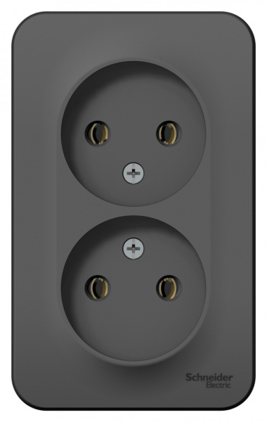 BLANCA О/У РОЗЕТКА двойная без заземл. без штор. ИЗОЛ.ПЛ.,16А,250В,АНТРАЦИТ