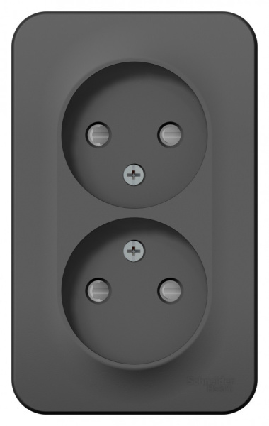 BLANCA О/У РОЗЕТКА двойная без заземления со шторк., 16А, 250В, АНТРАЦИТ