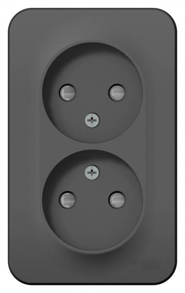 BLANCA О/У РОЗЕТКА двойная без заземл. со шт. ИЗОЛ.ПЛ.,16А,250В,АНТРАЦИТ