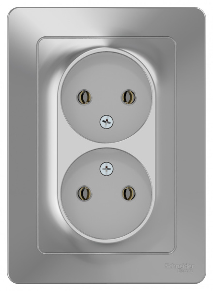 BLANCA С/У РОЗЕТКА двойная без заземления без штор., 16А, 250В, АЛЮМИНИЙ