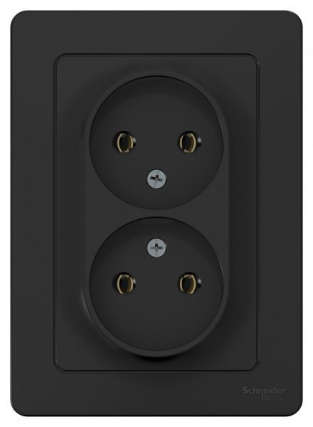 BLANCA С/У РОЗЕТКА двойная без заземления без штор., 16А, 250В, АНТРАЦИТ