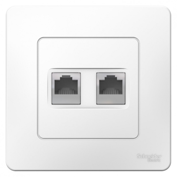 BLANCA С/У РОЗЕТКА двойная: комп.RJ45, кат.5E + телефон. RJ11, БЕЛЫЙ