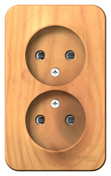 BLANCA О/У РОЗЕТКА двойная без заземления со шторками, 16А, 250В, ЯСЕНЬ