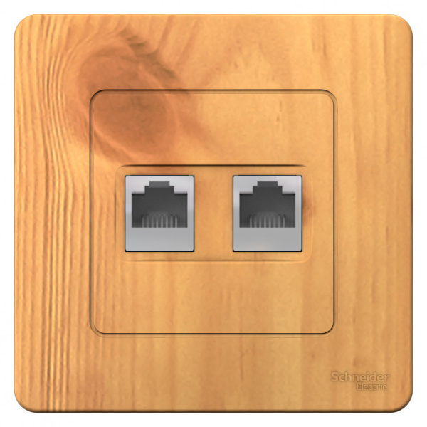 BLANCA С/У РОЗЕТКА двойная: комп.RJ45, кат.5E + телефон. RJ11, ЯСЕНЬ