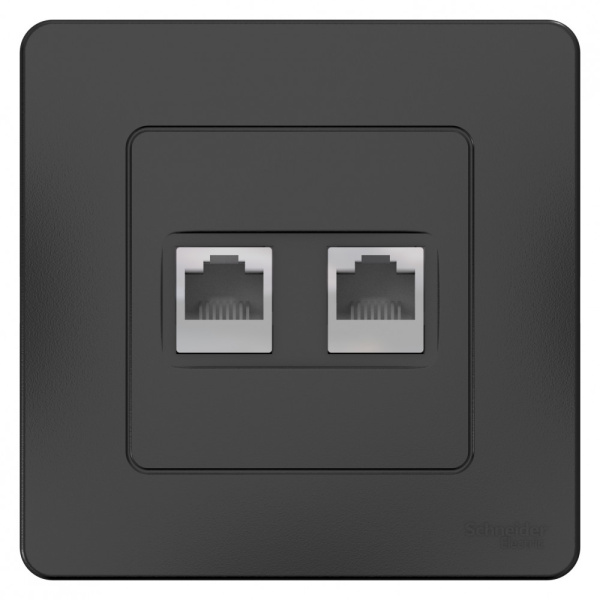 BLANCA С/У РОЗЕТКА двойная: комп.RJ45, кат.5E + телефон. RJ11, АНТРАЦИТ