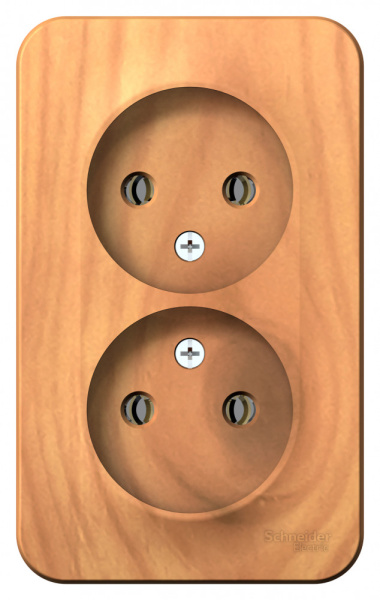 BLANCA О/У РОЗЕТКА двойная без заземления без шторок, 16А, 250В, ЯСЕНЬ