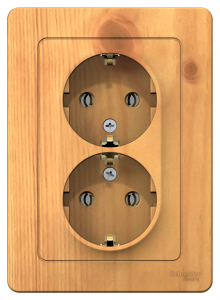 BLANCA С/У РОЗЕТКА двойная с заземлением без шторок, 16А, 250В, ЯСЕНЬ