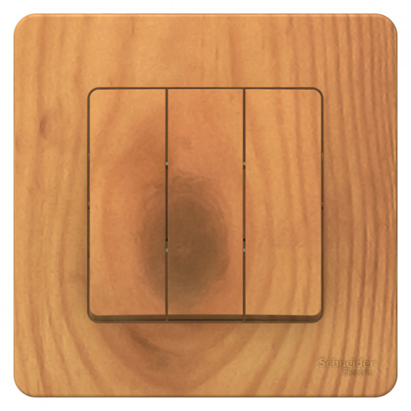 BLANCA С/У 3-клавишный ВЫКЛЮЧАТЕЛЬ (cх.1+1+1), 10А, 250В, ЯСЕНЬ