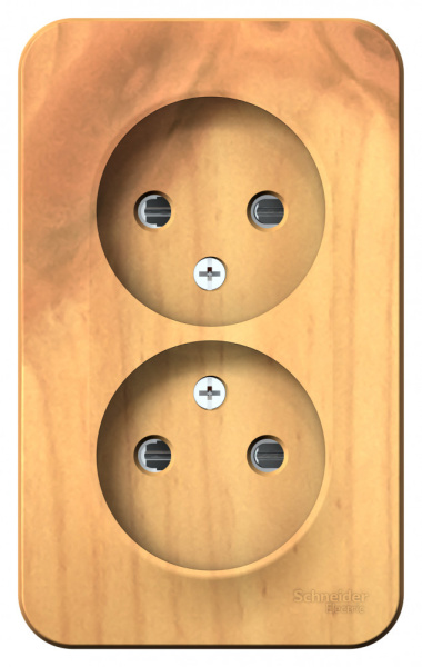 BLANCA О/У РОЗЕТКА двойная без заземл. со шторк. ИЗОЛ.ПЛ.,16А,250В, ЯСЕНЬ