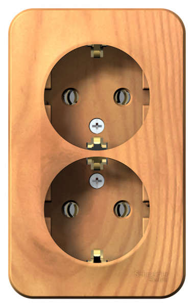 BLANCA О/У РОЗЕТКА двойная с заземлением без шторок, 16А, 250В, ЯСЕНЬ