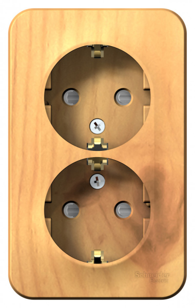 BLANCA О/У РОЗЕТКА двойная с заземл. со шторк. ИЗОЛ.ПЛ.,16А,250В, ЯСЕНЬ