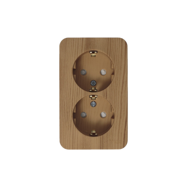 BLANCA О/У РОЗЕТКА двойная с заземл. со шторк. ИЗОЛ.ПЛ.,16А,250В, ЯСЕНЬ