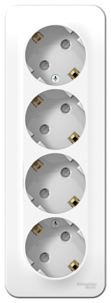 BLANCA О/У РОЗЕТКА 4-я с заземл. со шторками ИЗОЛ.ПЛ.,16А, 250В, БЕЛЫЙ