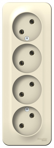 BLANCA О/У РОЗЕТКА 4-ая без заземл. без шторок ИЗОЛ.ПЛ., 16А, 250В, МОЛОЧНЫЙ