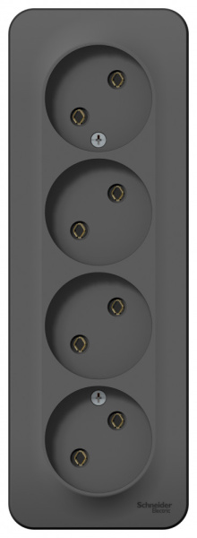 BLANCA О/У РОЗЕТКА 4-ая без заземления без штор. ИЗОЛ.ПЛ.,16А, 250В,АНТРАЦИТ