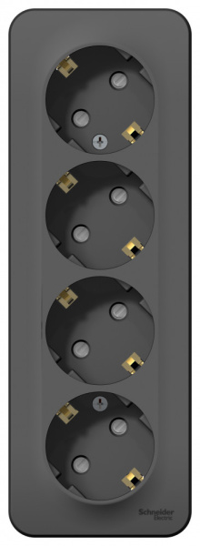 BLANCA О/У РОЗЕТКА 4-я с заземл. со шторк. ИЗОЛ.ПЛ.,16А, 250В, АНТРАЦИТ