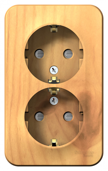 BLANCA О/У РОЗЕТКА двойная с заземлением со шторками, 16А, 250В, ЯСЕНЬ