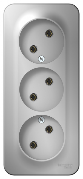 BLANCA О/У РОЗЕТКА 3-ая без заземления без штор. ИЗОЛ.ПЛ., 16А, 250В,АЛЮМИНИЙ