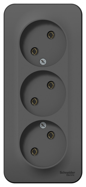 BLANCA О/У РОЗЕТКА 3-ая без заземления без штор. ИЗОЛ.ПЛ., 16А, 250В,АНТРАЦИТ