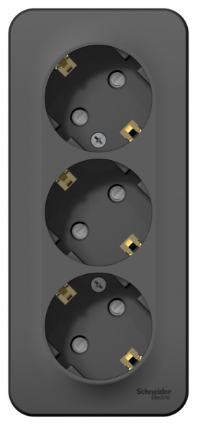 BLANCA О/У РОЗЕТКА 3-я с заземлением со шторками ИЗОЛ.ПЛ.,16А, 250В, АНТРАЦ