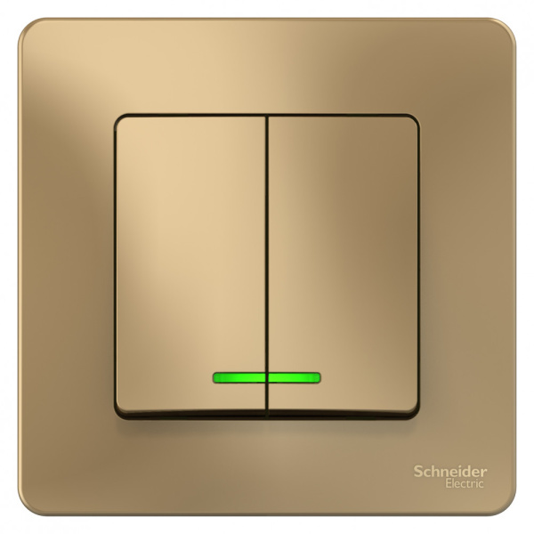 BLANCA С/У 2-клавишный ВЫКЛЮЧАТЕЛЬ (сх.5) с подсветкой, 10А, 250В, ТИТАН