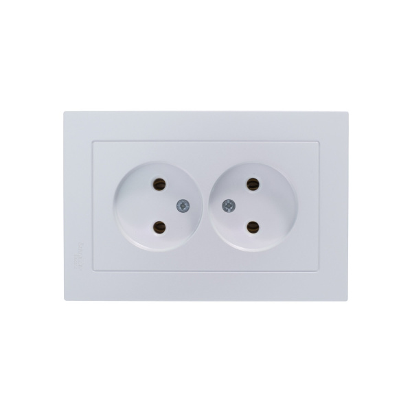 ATLASDESIGN РОЗЕТКА двойная без заземления,16А, в сборе, ЖЕМЧУГ