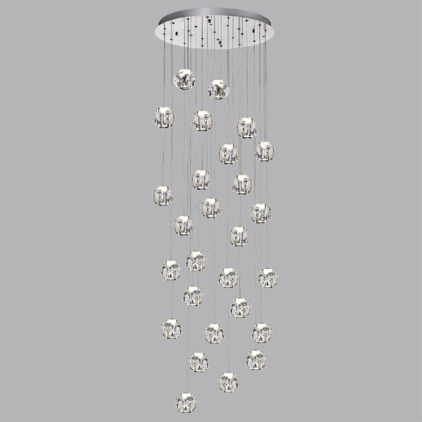 5084/120L L-VISION ODL25 553 хром/прозрачный/металл/акрил Люстра каскадная LED 120W 4000K 6000Лм JEMSTONE