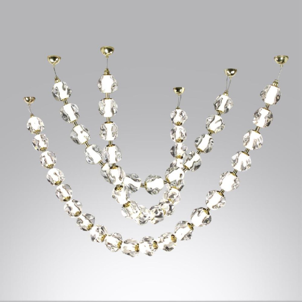 5085/80L L-VISION ODL25 557 золото/прозрачный/металл/акрил Подвес- бусы LED 80W 4000K 4000Лм JEMSTONE