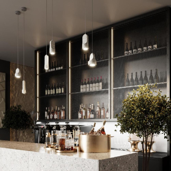 7010/1C L-VISION ODL25 235 Подвесной светильник серый/камень IP20 LED 1*5W 3000K 220V PIETRA